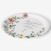 Assiettes En Carton Fête des mariées de script de courroie Fleur sauva (Angle)