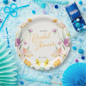 Assiettes En Carton Fête des mariées de script Fleur sauvage chic (Fête)