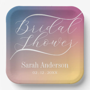 Assiettes En Carton Fête des mariées de script Pastel Purple Gradient 