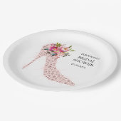 Assiettes En Carton Fête des mariées de talons hauts roses (Angle)