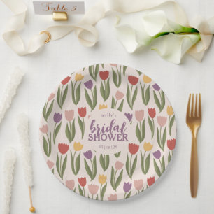 Assiettes En Carton Fête des mariées de tulipes personnalisée