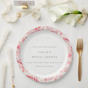 Assiettes En Carton Fête des mariées de typographie moderne Blush Pais