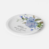 Assiettes En Carton Fête des mariées de verdure à fleurs bleues rustiq (Angle)