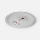 Assiettes En Carton Fête des mariées d'hiver Silver Red Snowflakes (Angle)