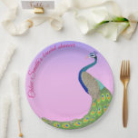 Assiettes En Carton Fête des mariées Elegant Peacock Feminine<br><div class="desc">Plaque en papier de Fête des mariées Peacock Feminine et Élégante avec nuance rose et textes customisés. #paon #rose #Elegant #Feminine #Customedname #paperplate #name #bridalshower #bridaltobe</div>
