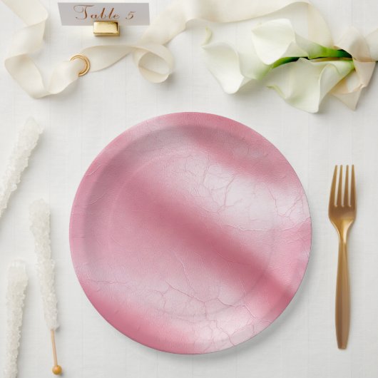 Assiettes En Carton Fête des mariées en cuir rose Faux (Mariage)