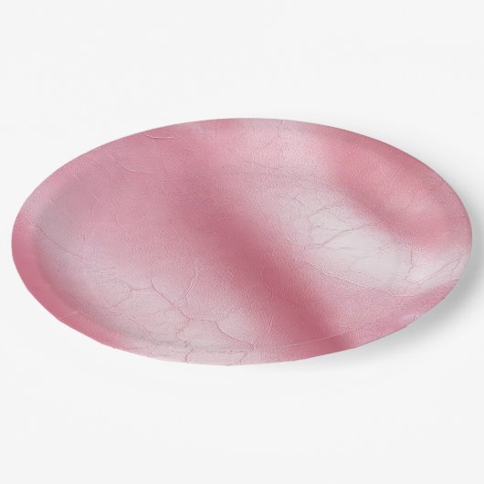 Assiettes En Carton Fête des mariées en cuir rose Faux (Angle)