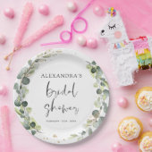 Assiettes En Carton Fête des mariées Eucalyptus Vert Succulent (Fête)