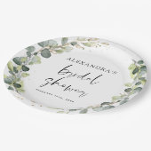 Assiettes En Carton Fête des mariées Eucalyptus Vert Succulent (Angle)