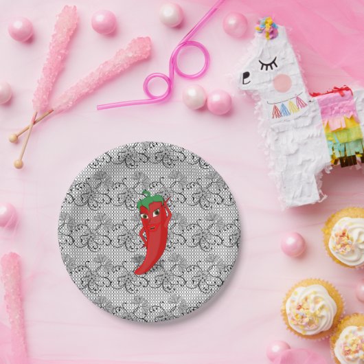 Assiettes En Carton Fête des mariées Fiesta Avec Rouge Hot Pepper Diva (Fête)