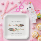 Assiettes En Carton Fête des mariées Flèche fleurie en plume de Boho r (Fête)
