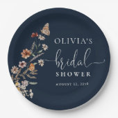 Assiettes En Carton Fête des mariées Fleur sauvage bleu mince de la ma (Devant)