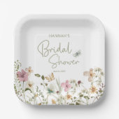 Assiettes En Carton Fête des mariées fleur sauvage Boho (Recto)