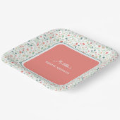 Assiettes En Carton Fête des mariées Fleur sauvage corail et bleu (Angulaire)