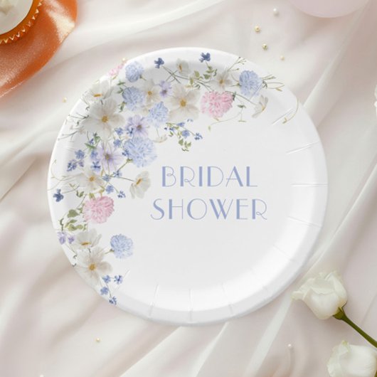 Assiettes En Carton Fête des mariées Fleur sauvage rose pourpre printe