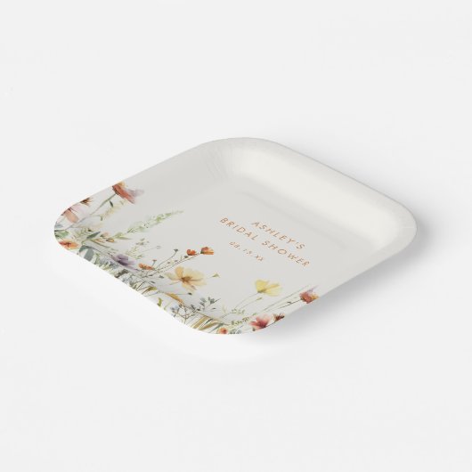 Assiettes En Carton Fête des mariées Fleur sauvage rustique (Angulaire)