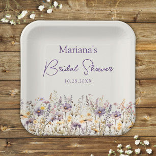 Assiettes En Carton Fête des mariées fleurie Fleur sauvage violette