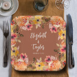 Assiettes En Carton Fête des mariées Fleurs d'automne en terre cuite<br><div class="desc">Elégantes fleurs de chute d'aquarelle et verdure sur une terre cuite,  ces belles plaques en papier sont parfaites pour toutes les occasions. CORRESPONDRE des articles dans notre magasin.</div>