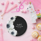 Assiettes En Carton Fête des mariées Fleurs noires et blanches (Fête)