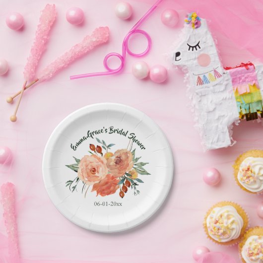 Assiettes En Carton Fête des mariées florale automne (Fête)