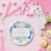 Assiettes En Carton Fête des mariées Florale Bleue (Fête)