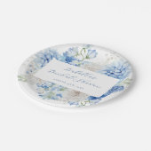 Assiettes En Carton Fête des mariées Florale Bleue (Angle)