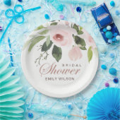 ASSIETTES EN CARTON FÊTE DES MARIÉES FLORALE DE ROSE ROSE DOUCE DOUCE  (Fête)