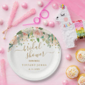 Assiettes En Carton Fête des mariées florale en or rose Confetti (Fête)