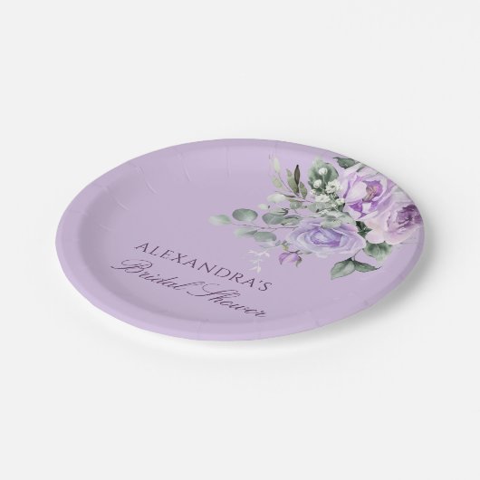 Assiettes En Carton Fête des mariées florale Lavender Peony (Angle)