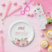 Assiettes En Carton Fête des mariées florale moderne (Fête)