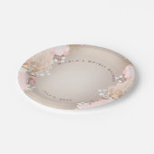 Assiettes En Carton Fête des mariées Florale rose & or moderne N'impor (Angle)