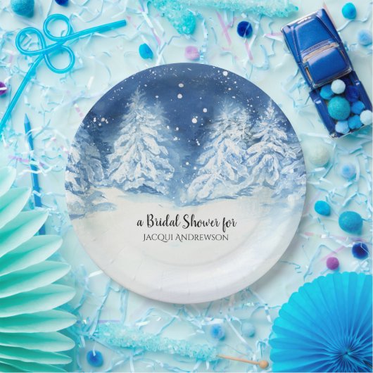 Assiettes En Carton Fête des mariées | Forêt sauvage Snowfall Trees (Fête)