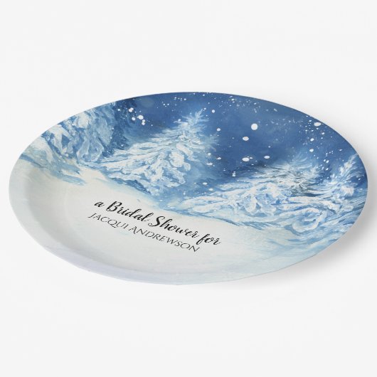 Assiettes En Carton Fête des mariées | Forêt sauvage Snowfall Trees (Angle)