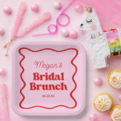 Assiettes En Carton Fête des mariées frontalière rose rouge vif Brunch (Fête)