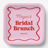 Assiettes En Carton Fête des mariées frontalière rose rouge vif Brunch (Recto)