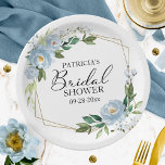 Assiettes En Carton Fête des mariées géométrique bleu-bleu floral<br><div class="desc">Plaque de papier à Fête des mariées géométrique bleu-bleu-bleu</div>