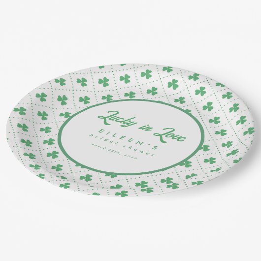 Assiettes En Carton Fête des mariées irlandaise du Shamrock vert St. P (Angle)