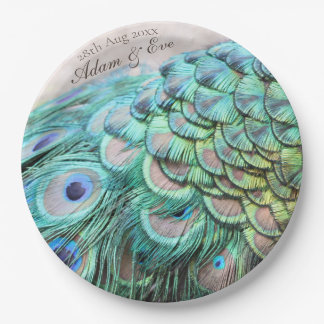 Assiettes En Carton Fête des mariées Lavish Peacock Feaths Plaque en p