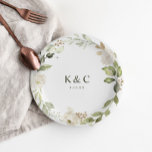 Assiettes En Carton Fête des mariées Mariage de verdure fleurie blanch<br><div class="desc">Plaques de douches nuptiales ou plateaux de desserts pour les mariages ou les fêtes de fiançailles : Ajoutez une touche d'élégance à vos desserts mariages, à votre douche nuptiale ou à votre soirée de fiançailles avec ces assiettes personnalisées en papier. Avec une verdure chic et un design floral blanc avec...</div>