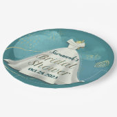 Assiettes En Carton Fête des mariées Mariage Gown Deep Turquoise Gold (Angle)