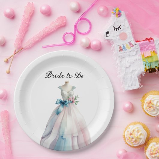 Assiettes En Carton Fête des mariées Mariage robe mariée à être (Fête)