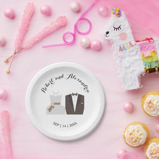 Assiettes En Carton Fête des mariées Mariée & Salle Mariage Réception  (Fête)