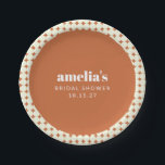 Assiettes En Carton Fête des mariées moderne chic en terre cuite point<br><div class="desc">Vintage en terre cuite et blanc Fête des mariées de points géométriques Plaques de papier personnalisées</div>