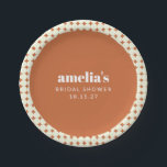 Assiettes En Carton Fête des mariées moderne chic en terre cuite point<br><div class="desc">Vintage en terre cuite et blanc Fête des mariées de points géométriques Plaques de papier personnalisées</div>