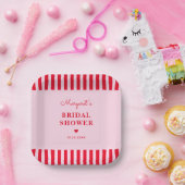 Assiettes En Carton Fête des mariées moderne Retro Rose & Rouge (Fête)