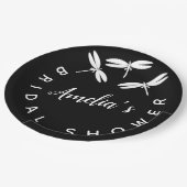 Assiettes En Carton Fête des mariées noire de libellules mignonnes (Angle)