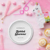 Assiettes En Carton Fête des mariées noire et blanche rétro (Fête)