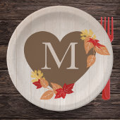 Assiettes En Carton Fête des mariées ou Mariage du monogramme d'automn