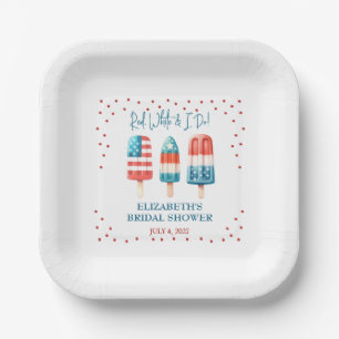 Assiettes En Carton Fête des mariées Patriotique Popsicle Rouge, Blanc
