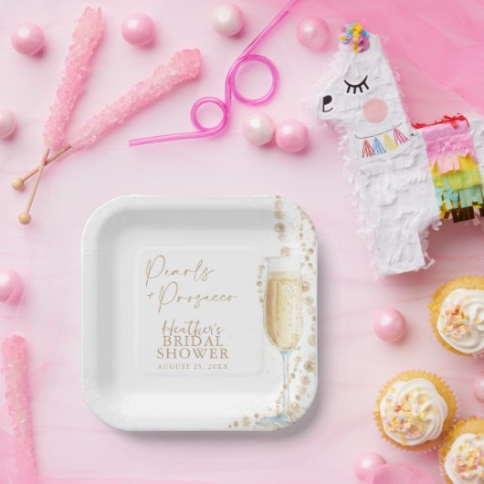 Assiettes En Carton Fête des mariées Perles et poursuites (Fête)